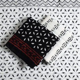Buy Black 3pc Cotton Sanganeri Print Dress Material 