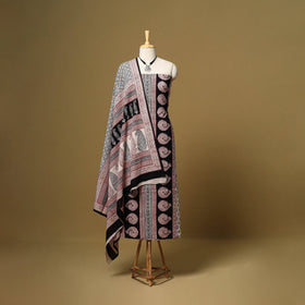 Black - 3pc cotton unstitched bagh dress material