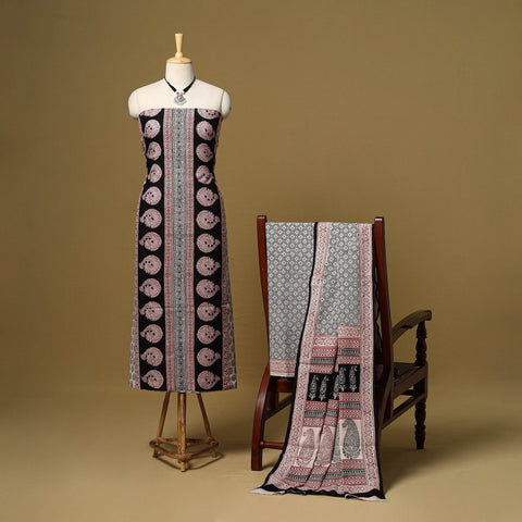 Black - 3pc cotton unstitched bagh dress material