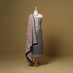 Black - 3pc cotton unstitched bagh dress material