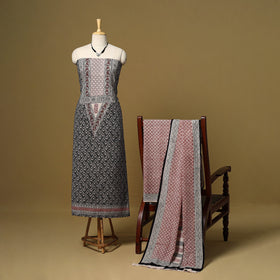 Black - 3pc cotton unstitched bagh dress material