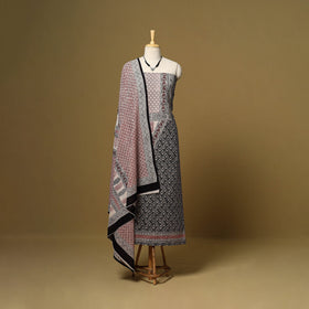Black - 3pc cotton unstitched bagh dress material
