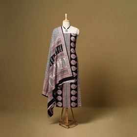 Black - 3pc cotton unstitched bagh dress material