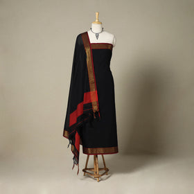 Black 3pc Cotton Unstitched Dharwad Dress Material
