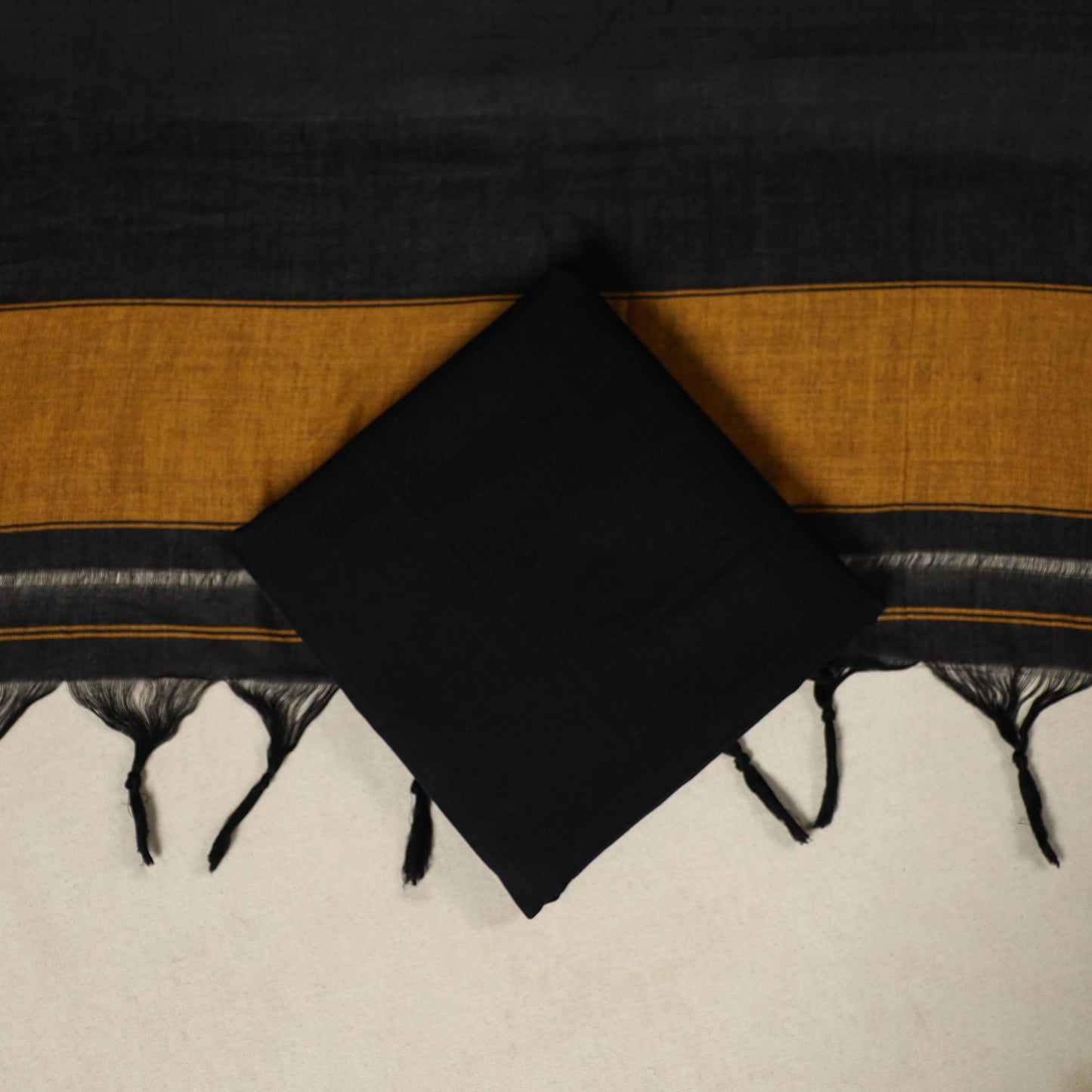 Black 3pc Cotton Unstitched Dharwad Dress Material