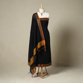 Black 3pc Cotton Unstitched Dharwad Dress Material