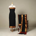 Black 3pc Cotton Unstitched Dharwad Dress Material