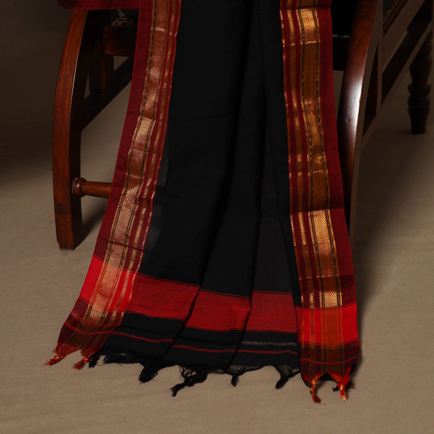 Black - 3pc cotton unstitched dharwad dress material