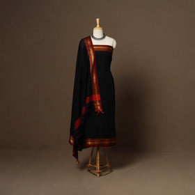 Black - 3pc cotton unstitched dharwad dress material