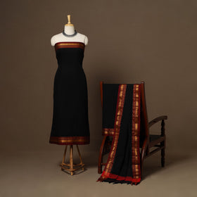 Black - 3pc cotton unstitched dharwad dress material