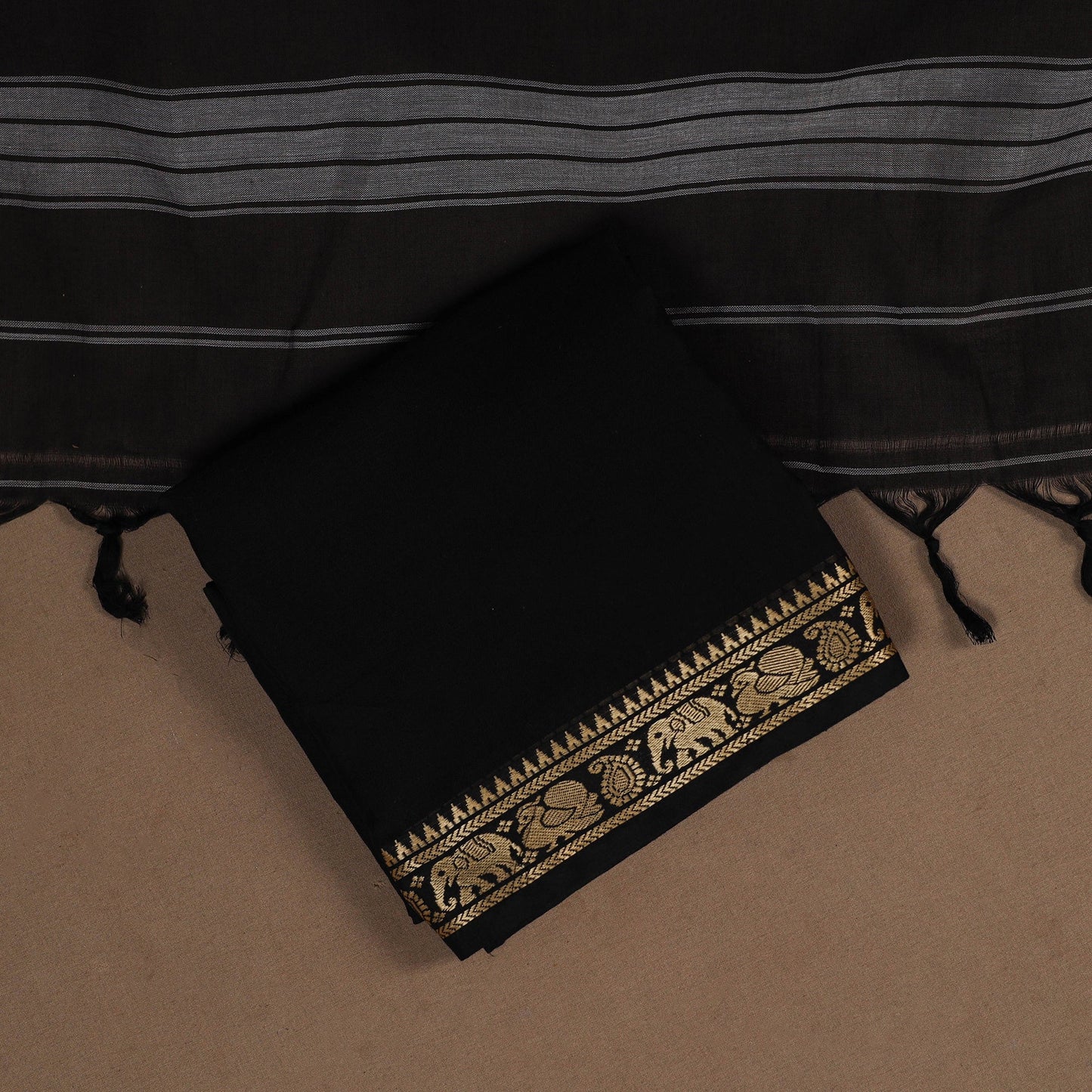 Black - 3pc cotton unstitched dharwad dress material