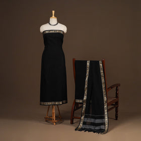 Black - 3pc cotton unstitched dharwad dress material