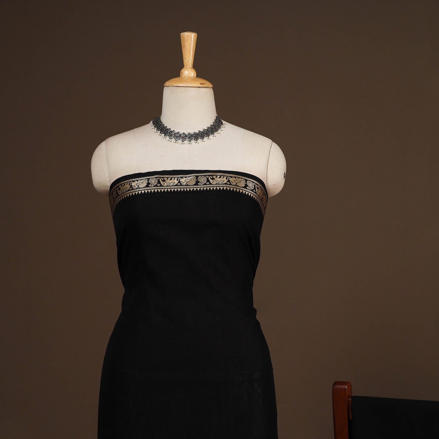 Black - 3pc cotton unstitched dharwad dress material