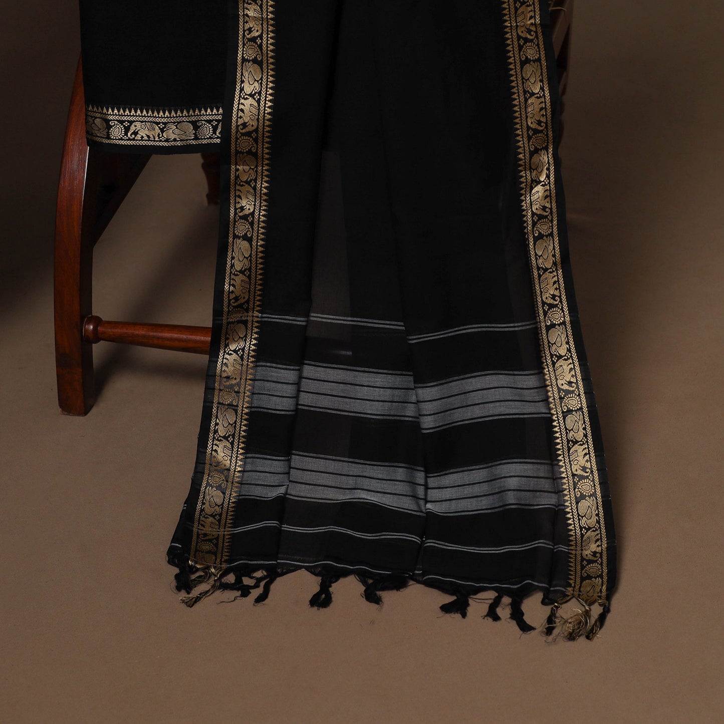 Black - 3pc cotton unstitched dharwad dress material