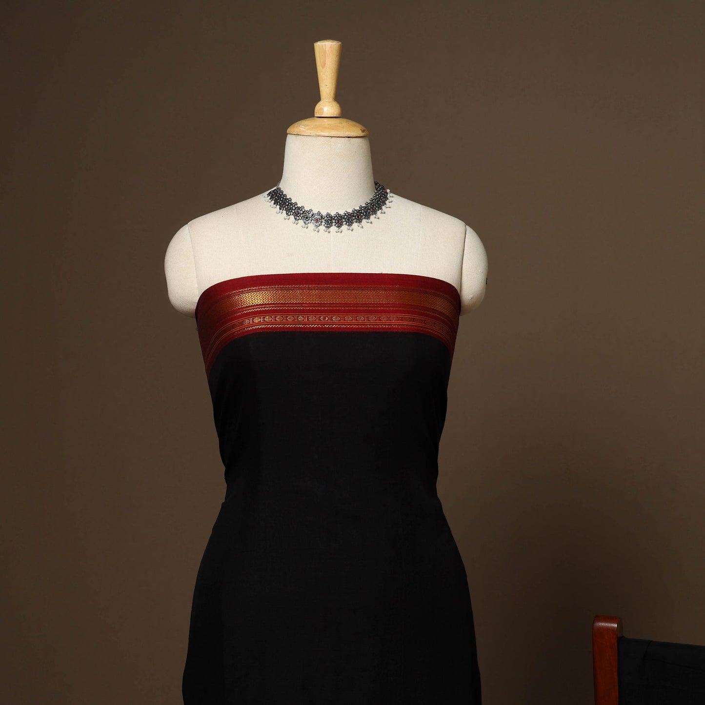 Black - 3pc cotton unstitched dharwad dress material