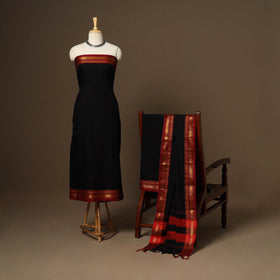 Black - 3pc cotton unstitched dharwad dress material