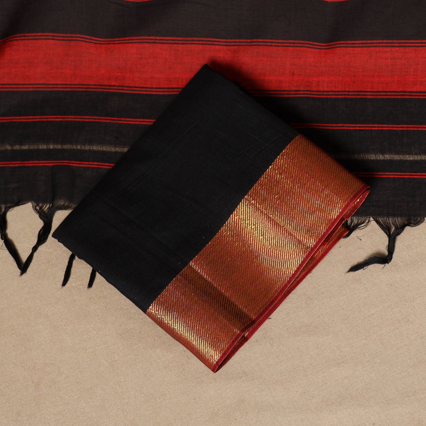 Black - 3pc cotton unstitched dharwad dress material