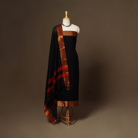 Black - 3pc cotton unstitched dharwad dress material