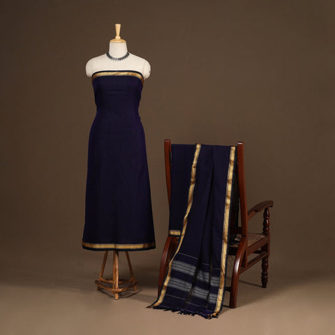 Black - 3pc cotton unstitched dharwad dress material