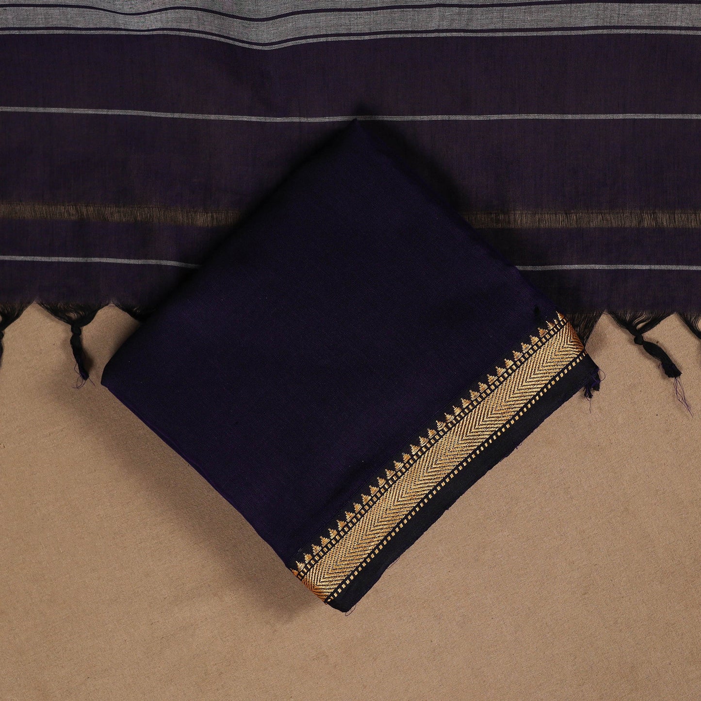 Black - 3pc cotton unstitched dharwad dress material