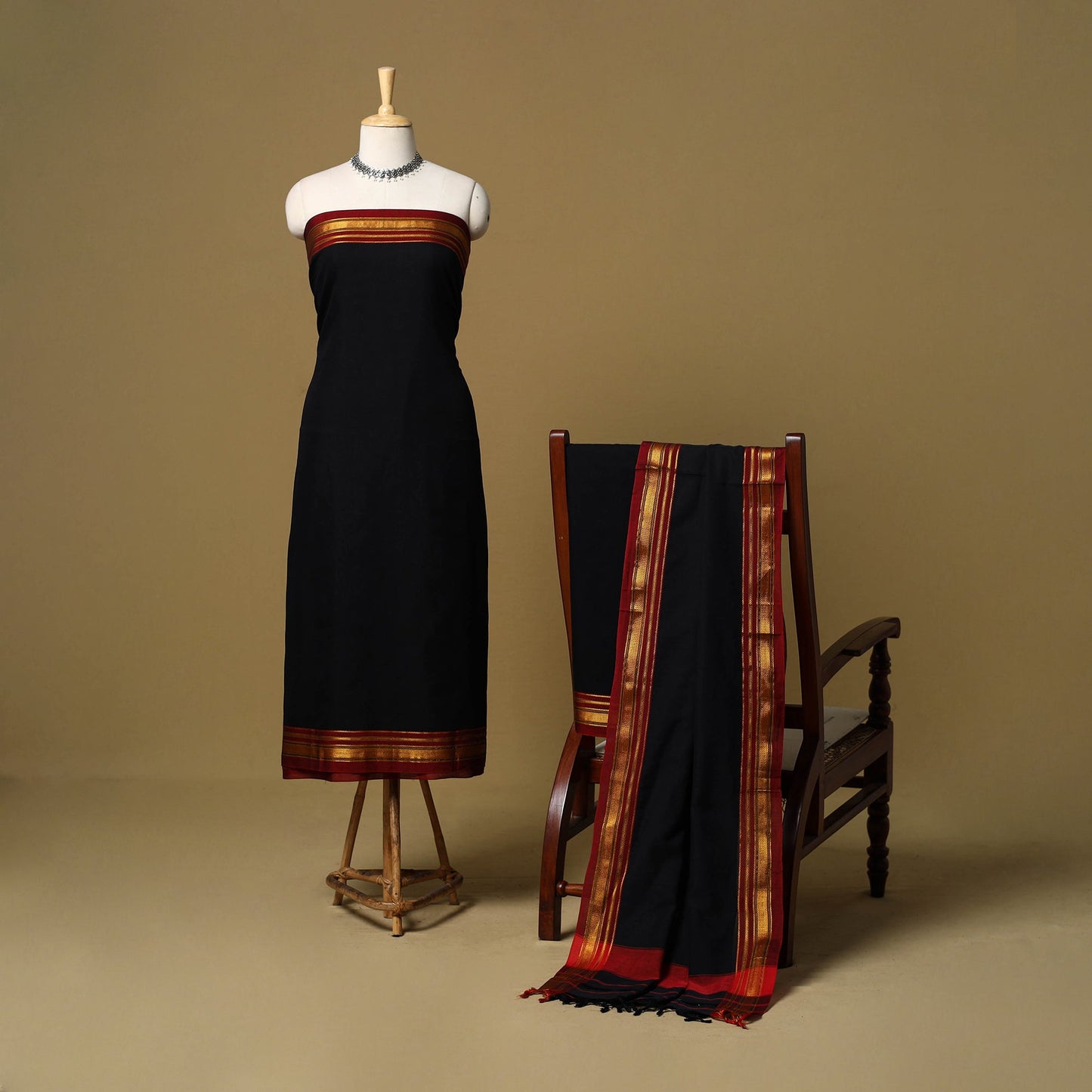 3pc cotton unstitched dharwad dress material with border 30