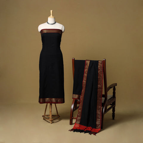 3pc cotton unstitched dharwad dress material with border 34