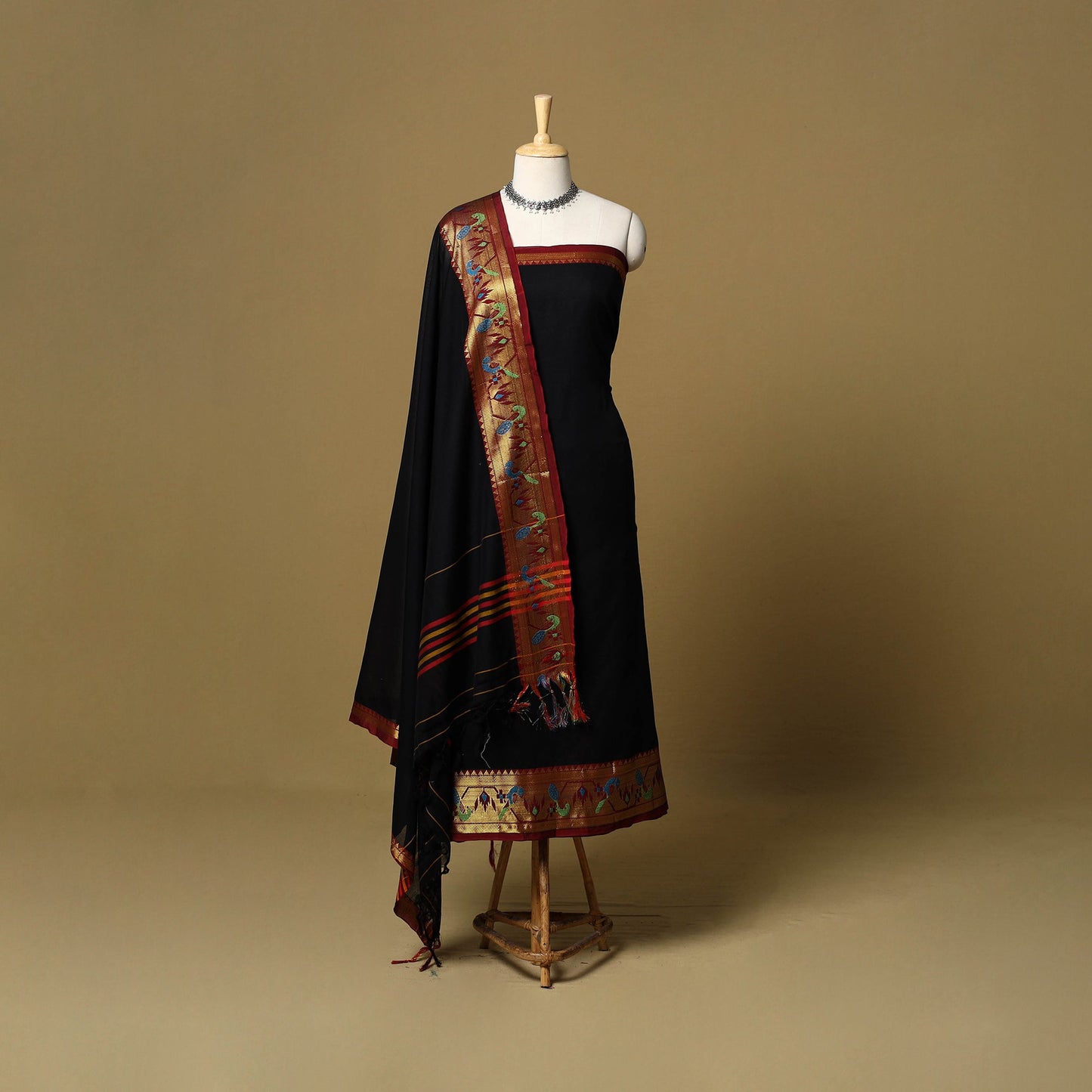 3pc cotton unstitched dharwad dress material with border 54