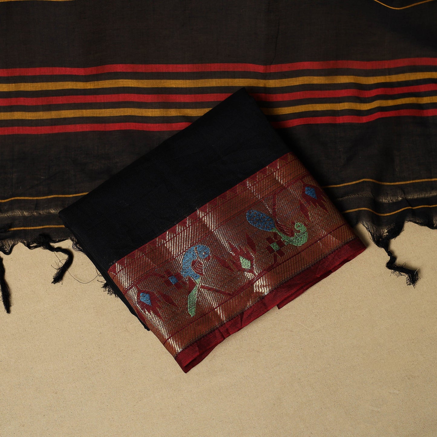 3pc cotton unstitched dharwad dress material with border 54