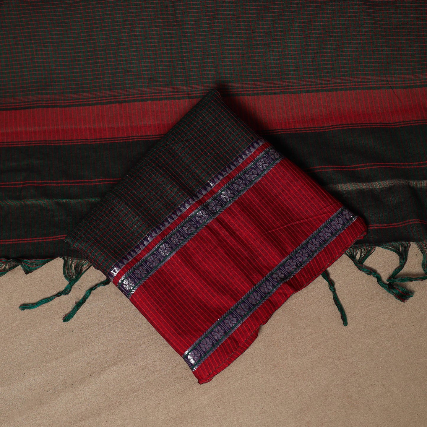 Black - 3pc cotton unstitched dharwad dress material