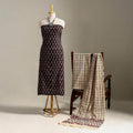 Black 3pc Block Print Cotton Ajrakh Dress Material