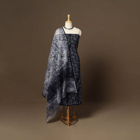 Black - 3pc cotton unstitched hand batik dress material 02