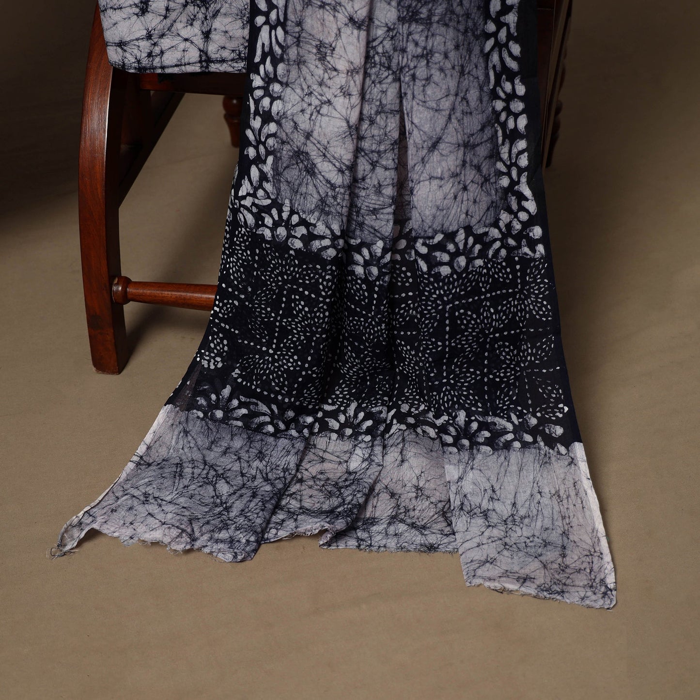 Black - 3pc cotton unstitched hand batik dress material 02