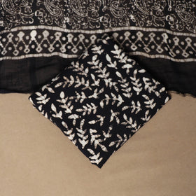 Black - 3pc cotton unstitched hand batik dress material 08