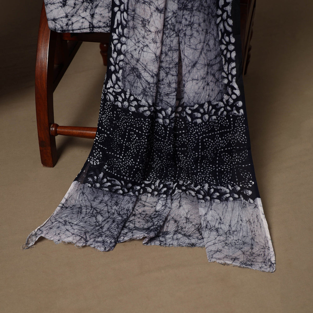 Black - 3pc cotton unstitched hand batik dress material 02