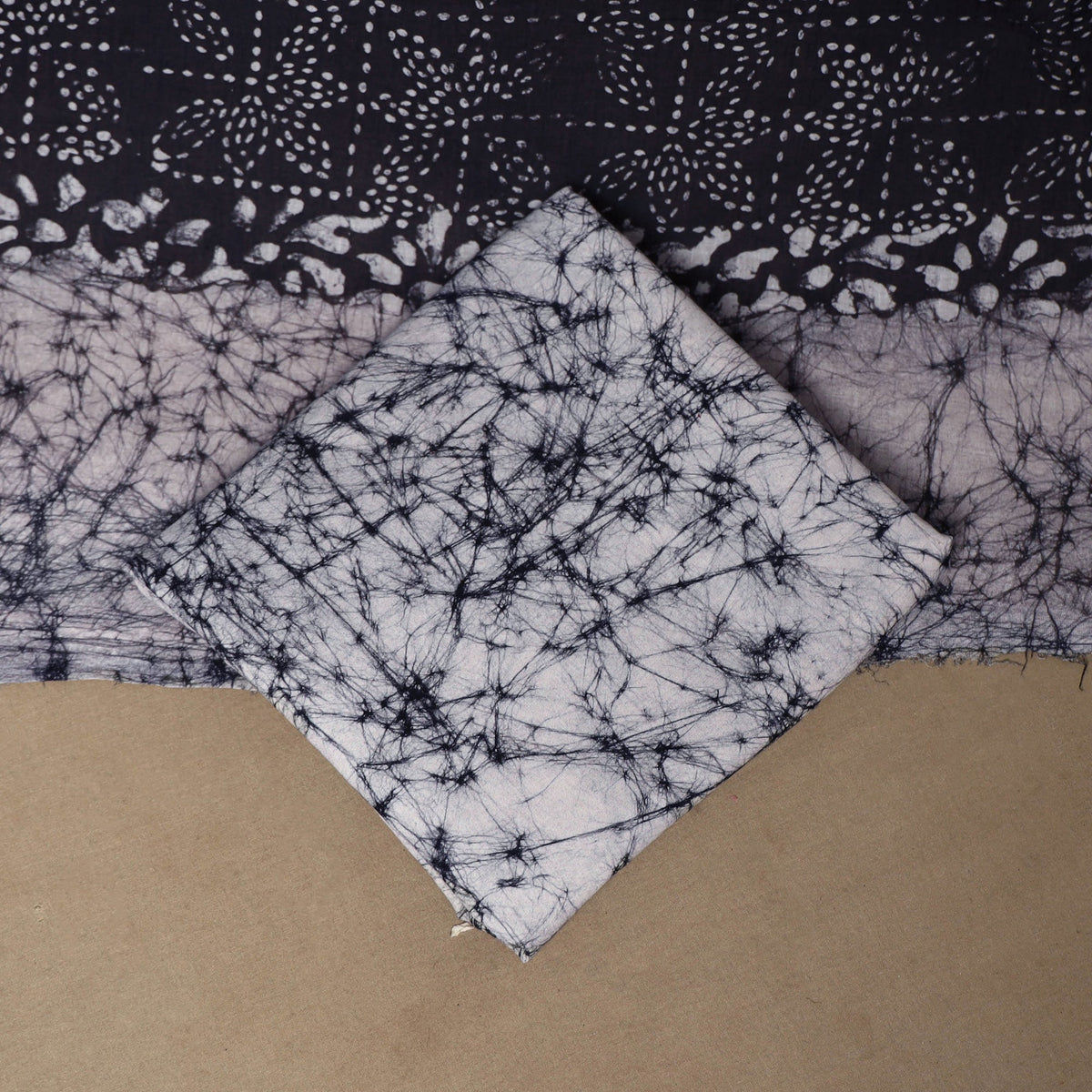 Black - 3pc cotton unstitched hand batik dress material 02