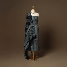 Black - 3pc cotton unstitched kutch batik dress material 13