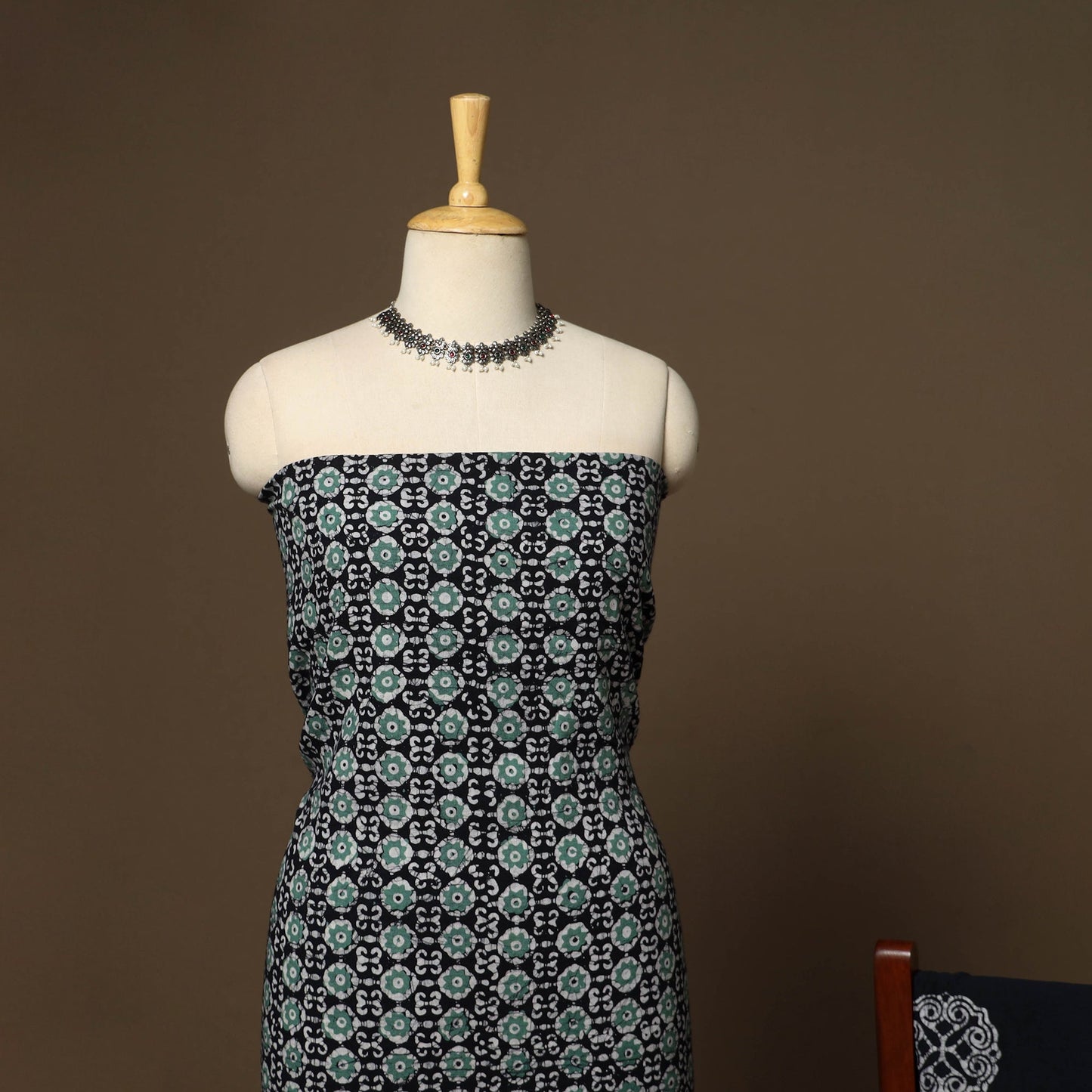 Black - 3pc cotton unstitched kutch batik dress material 13