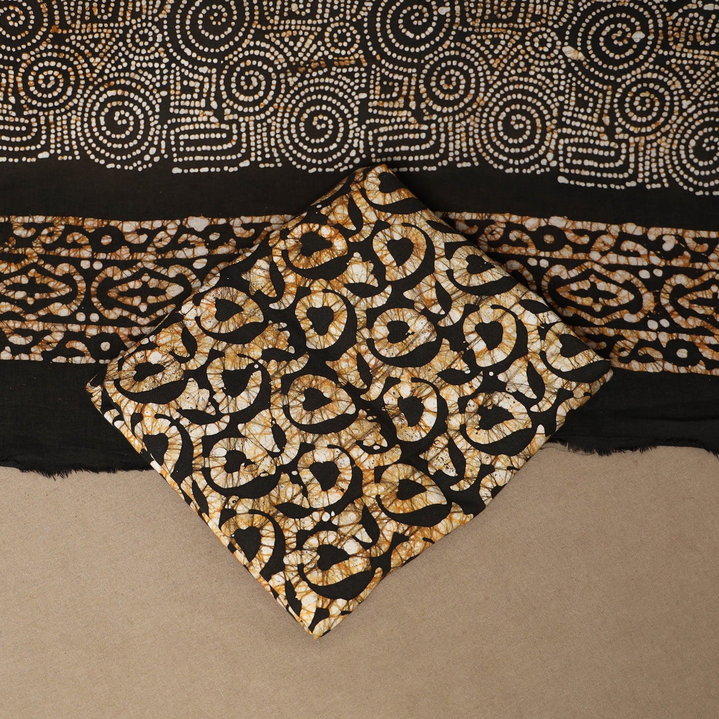 Black - 3pc cotton unstitched kutch batik dress material 20