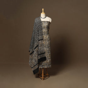 Black - 3pc cotton unstitched kutch batik dress material 26