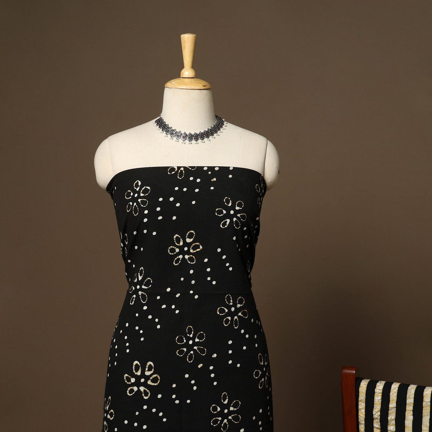 Black - 3pc cotton unstitched kutch batik dress material 34