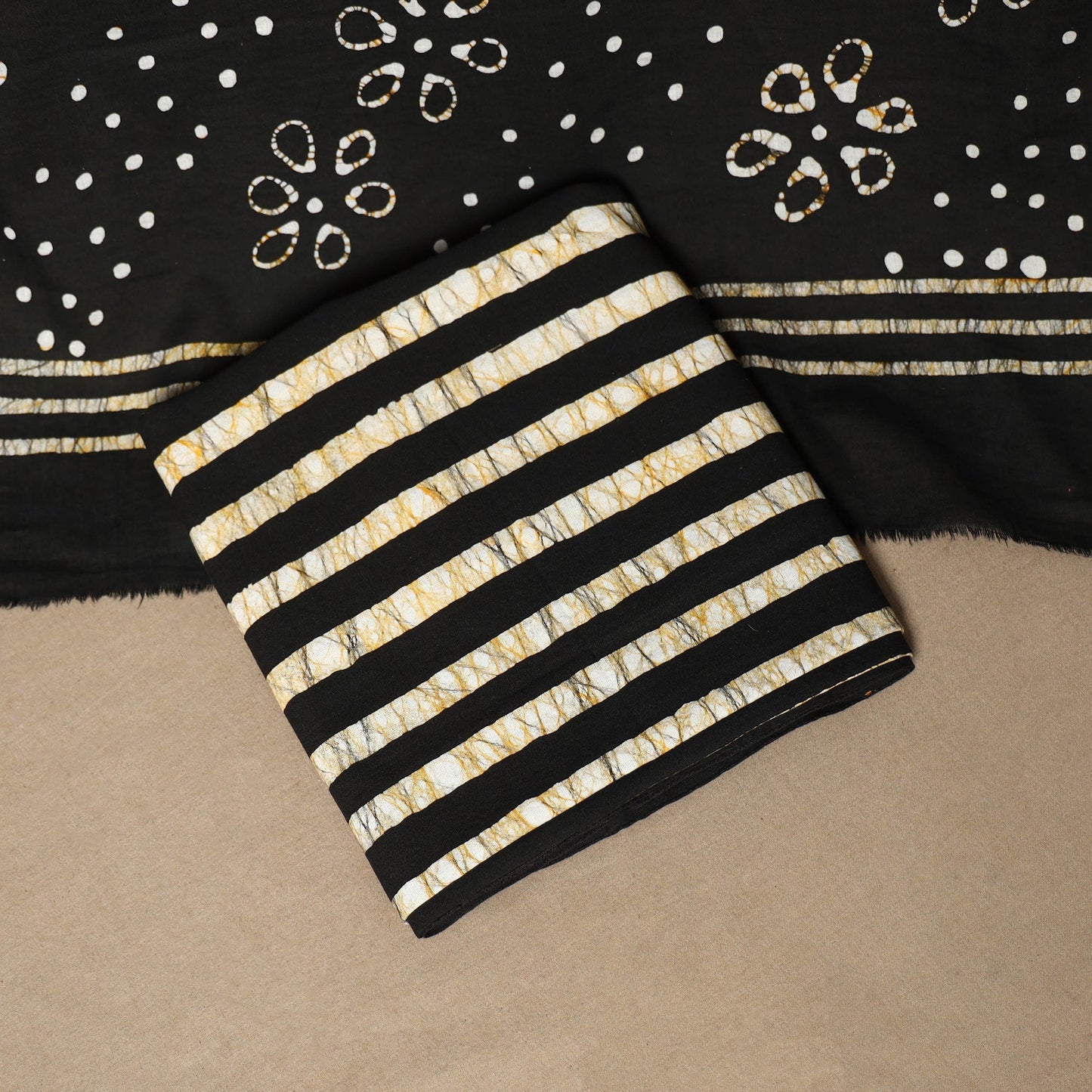 Black - 3pc cotton unstitched kutch batik dress material 34