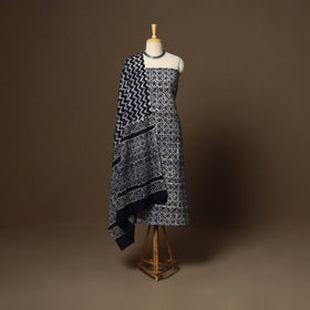 Black - 3pc cotton unstitched kutch batik dress material 08