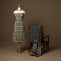 Black - 3pc cotton unstitched kutch batik dress material 10