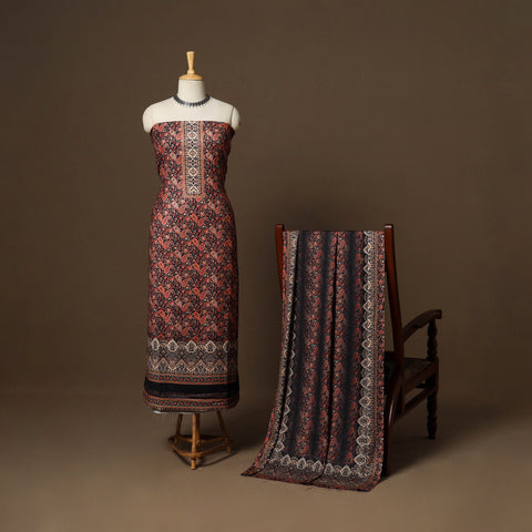 Black - 3pc digital merino wool unstitched dress material