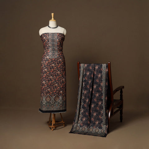 Black - 3pc digital merino wool unstitched dress material