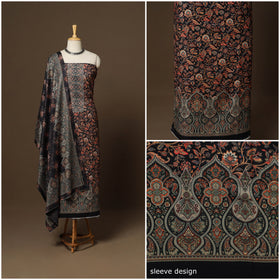 Black - 3pc digital merino wool unstitched dress material