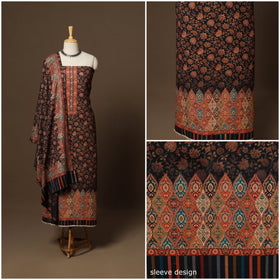 Black - 3pc digital merino wool unstitched dress material