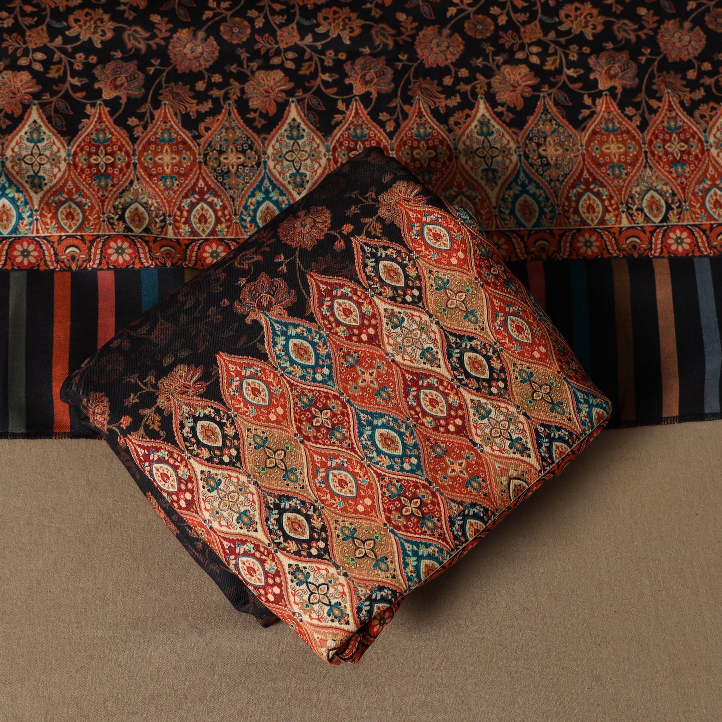 Black - 3pc digital merino wool unstitched dress material