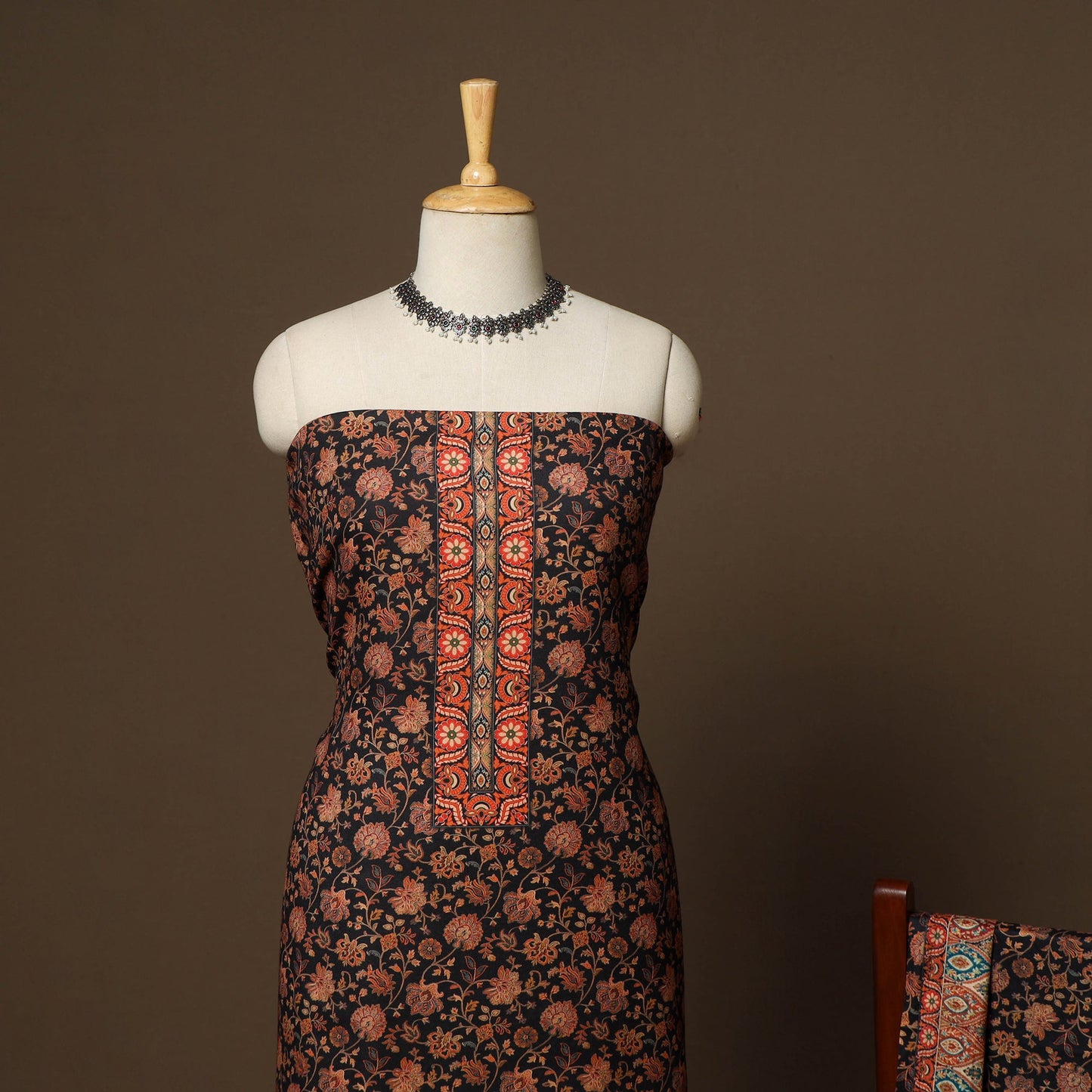 Black - 3pc digital merino wool unstitched dress material