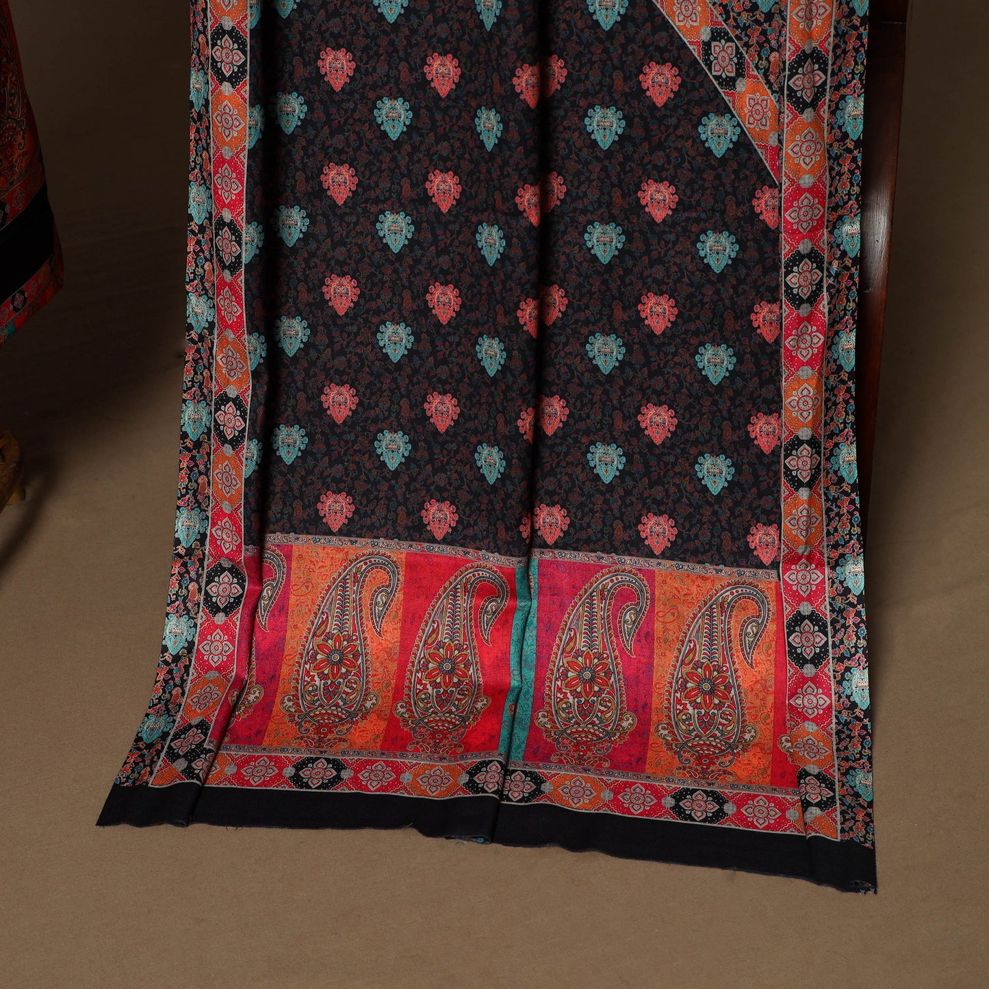 Black - 3pc digital merino wool unstitched dress material